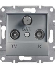 Розетка TV-R-SAT прохідна 8dB без рамки сталь Asfora, EPH3500362