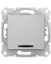Вимикач кнопковий Schneider Electric Sedna SDN1600160 з підсвічуванням (алюміній)