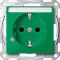 Механізм розетки із заслінками зелена Merten, MTN2303-0304