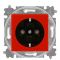 Розетка ABB Levit 5520H-A03457 65 зі шторками (червоний/димчасто-чорний)